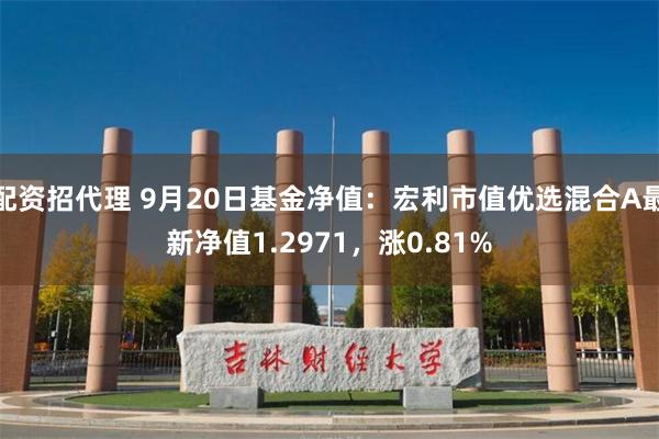 配资招代理 9月20日基金净值：宏利市值优选混合A最新净值1.2971，涨0.81%