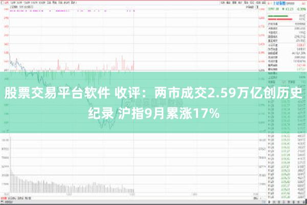 股票交易平台软件 收评：两市成交2.59万亿创历史纪录 沪指9月累涨17%