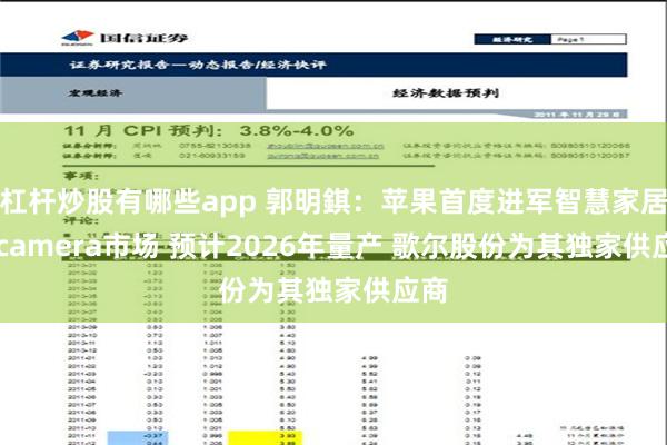 杠杆炒股有哪些app 郭明錤：苹果首度进军智慧家居IP camera市场 预计2026年量产 歌尔股份为其独家供应商